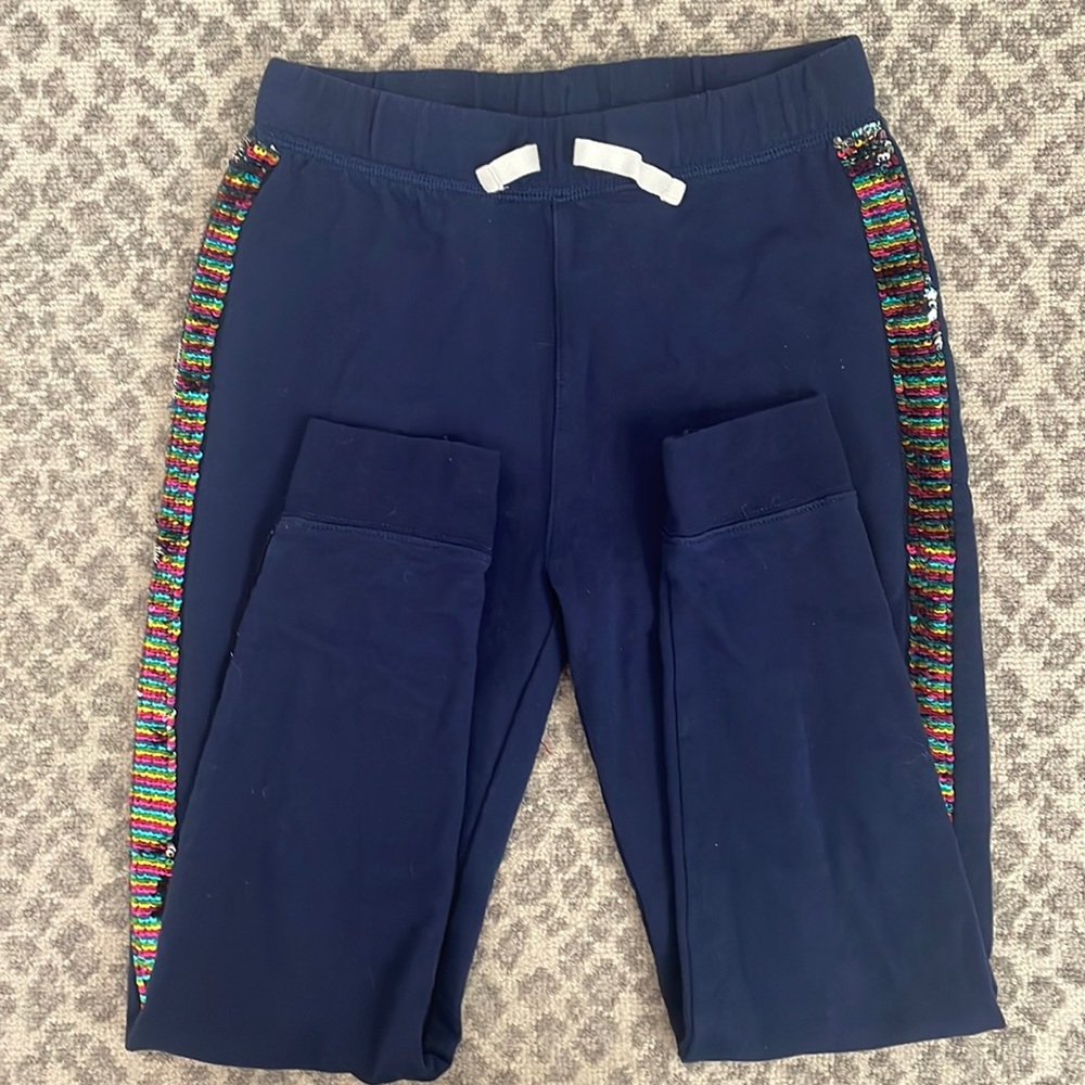 Crewcuts size 10 navy sweatpants with sequins